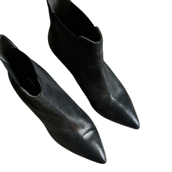 Janet & Janet Black Shiny Leather Pointy Toe Ankle Boots Size EU 39 - Picture 4 of 11